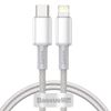 USB-C to Lightning Cable Baseus High Density Braided, 20W, 2.4A, 1m, White CATLGD-02 