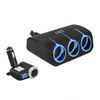 ROZGAŁĘZIACZ ROZDZIELACZ GNIAZDA ZAPALNICZKI CAR FIRE 4 GNIAZDA + USB 1.2A CZARNY LED