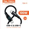 Teltech kabel PD LCD E-maker USB-C - USB-C 100W PD czarny oplot TCA-01