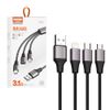 Somostel kabel 3w1 wzmacniany RGB LED USB - Typ-C / Lightning / Micro USB 3.1A 1.2m czarny SMS-BW23