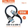 Teltech kabel PD LCD LED USB-C - USB-C 65W 2m PD czarny oplot