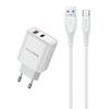 AWEI ład. siec. PD81T-EU 22.5W + kabelUSB + USB-C biała/white GaN