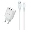 AWEI ład. siec. PD81L-EU 22.5W + kabelUSB + Lightning biała/white GaN