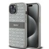 DKNY PU Leather Repeat Pattern Tonal Stripe Case for iPhone 15 Beige