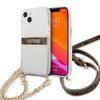 Guess GUHCP13SKC4GBGO iPhone 13 mini5,4" Transparent hardcase 4G Brown Strap Gold Chain