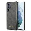 Guess GUHCS22LG4GFGR S22 Ultra S908szary/grey hard case 4G Metal Gold Logo