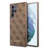 Guess GUHCS22LG4GFBR S22 Ultra S908brązowy/brown hard case 4G Metal Gold Logo