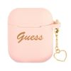 Guess GUA2LSCHSP AirPods 1/2 cover różowy/pink Silicone Charm Heart Collection