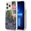 Guess GUHCP13LLFLSB iPhone 13 Pro / 136,1" niebieski/blue hardcase Flower Liquid Glitter
