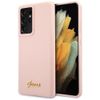 Guess GUHCS21LLSLMGLP S21 Ultra G998różowy/pink hardcase Silicone Script Metal Logo