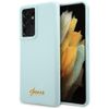 Guess GUHCS21LLSLMGLB S21 Ultra G998 niebieski/blue hardcase Silicone Script Metal Logo