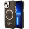Guess GUHMP14SHTCMK iPhone 14 / 15 / 13 6.1" czarny/black hard case Gold Outline Translucent MagSafe