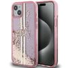 Guess GUHCP15MLFCSEGP iPhone 15 Plus / 14 Plus 6.7" różowy/pink hardcase Liquid Glitter Gold Stripes