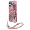 Guess GUHMP16XHFWBRCESP iPhone 16 Pro Max 6.9" różowy/pink hardcase IML Flowers With Pearl Strap MagSafe
