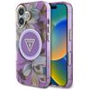 Etui Guess Glitter Flowers Triangle      Buttons MagSafe do iPhone 16 fioletowy