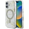 Etui Guess Resin Flowers Glitter MagSafe do iPhone 16 beżowy