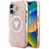 Etui Guess IML Metal Glitter 4G Circle   Triangle MagSafe do iPhone 16 różowy