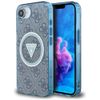 Etui Guess IML Metal Glitter 4G Circle   Triangle MagSafe do iPhone 16e / 17e niebieski