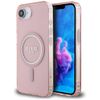 Etui Guess IML Glitter Circle MagSafe do iPhone 16e / 17e różowy