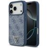 Etui Guess Leather 4G Triangle Strass    MagSafe do iPhone 17 Pro niebieski