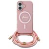 Guess GUHMP16SHCTSGNSP iPhone 16 6.1"    różowy/pink hardcase Crossbody Cord Script MagSafe