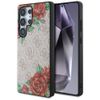 Etui Guess Leather 4G Flowers Print Metal Classic Logo MagSafe Samsung Galaxy S25 Ultra różowy