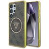 Etui Guess 4G Glitter Triangle Buttons MagSafe do Samsung Galaxy S25 Ultra brązowy