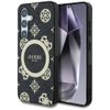 Etui Guess 4G Background Gold Electroplated Peony Pattern MagSafe do Samsung Galaxy S25 czarny