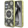 Etui Guess 4G Background Gold            Electroplated Peony Pattern MagSafe do Samsung Galaxy S25 brązowy