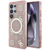 Etui Guess 4G Background Gold            Electroplated Peony Pattern MagSafe do Samsung Galaxy S25 Ultra różowy