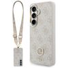 Zestaw Etui + Smycz Guess 4G Big Rhinestone Triangle Strap MagSafe do Samsung Galaxy S26 różowy