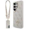 Zestaw Etui + Smycz Guess 4G Big Rhinestone Triangle Strap MagSafe do Samsung Galaxy S26 Ultra różowy