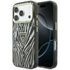 Etui Guess IML Zebra Glitter Triangle Logo MagSafe do iPhone 18 Pro / 17 Pro srebrny