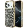 Etui Guess IML Zebra Glitter Triangle Logo MagSafe do iPhone 18 Pro / 17 Pro złoty