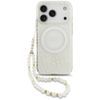Etui Guess IML Flowers Allover Electroplated with Pearl Strap MagSafe do iPhone 18 Pro / 17 Pro biały