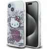 Hello Kitty HKHCP15SHDGPHT iPhone 15 / 14 / 13 6.1" biały/white hardcase IML Kitty On Bricks Graffiti