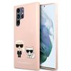 Karl Lagerfeld KLHCS22LSSKCI S22 UltraS908  hardcase jasnoróżowy/light pink Silicone Ikonik Karl & Choupette