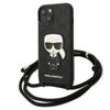 Karl Lagerfeld KLHCP13MCMNIPK iPhone 13/ 14 / 15 6,1" hardcase czarny/black Leather Monogram Patch and Cord Iconik