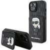 Karl Lagerfeld KLHCP15SSAKKNSCK iPhone 15 / 14 / 13 6.1" czarny/black hardcase Saffiano Cardslots and Stand Monogram Ikonik Patch