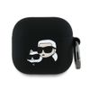 Karl Lagerfeld KLA4RUNKCHK AirPods 4 cover czarny/black Silicone Karl&Chaupette Head 3D