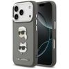 Etui Karl Lagerfeld FW Grained Karl &    Choupette Heads Pins & Logo do iPhone 17 Pro szary
