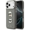 Etui Karl Lagerfeld FW Grained Karl &    Choupette Heads Pins & Logo do iPhone 17 Pro Max szary