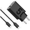 Ładowarka sieciowa Motorola TurboPower   50W Dual USB-C/USB-A z kablem USB-C 1m czarny