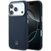 Etui Mercedes Leather Semi Wrap Wood Effect MagSafe do iPhone 17 Pro Max / 18 Pro Max granatowy