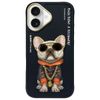 Nimmy etui iPhone 16 6.1" czarny/black   Glasses Cool Dog