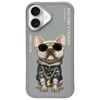 Nimmy etui iPhone 16 6.1" szary/gray     Glasses Cool Dog