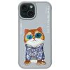 Nimmy etui iPhone 15 6.1" szary/gray     Glasses Cool Cat