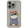 Nimmy etui iPhone 15 Pro Max 6.7"        szary/gray Glasses Cool Cat