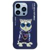 Nimmy etui iPhone 15 Pro Max 6.7"        niebieski/blue Glasses Cool Cat