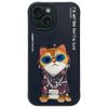 Nimmy etui iPhone 15 6.1" czarny/black   Glasses Cool Cat